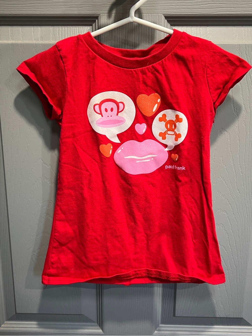 Paul Frank Red Tee with Monkey & Lip Graphics